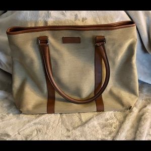 Gucci Bucket Bag Vintage Canvas Leather Trim